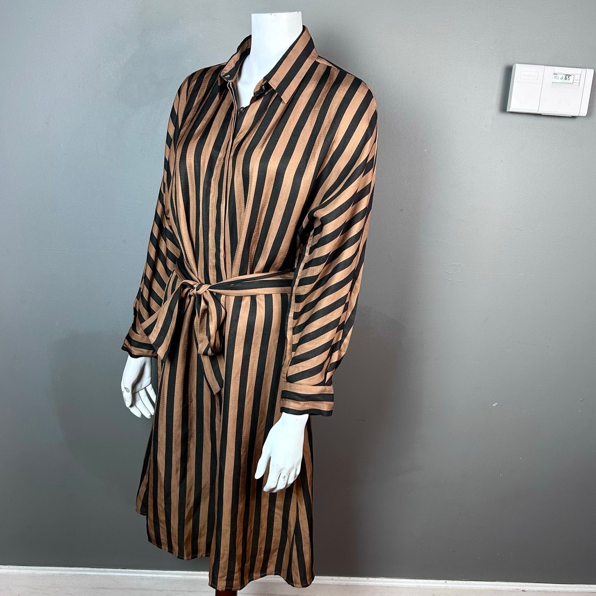 ◆Massimo Dutti◆ 100 Linen Shirt Dress Massimo Dutti dress size 6 midi shirt dress brown black