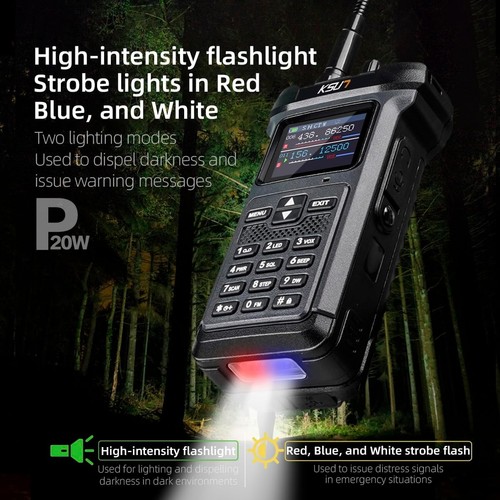 KSUN UV119D GMRS Radio Handheld Multi Band Receiving Two Way Long Grey - Picture 6 of 7