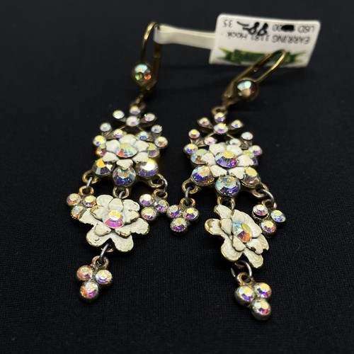 Earrings Lovely Michal Negrin Crystals flowers Elegant made in Israel - Picture 6 of 84