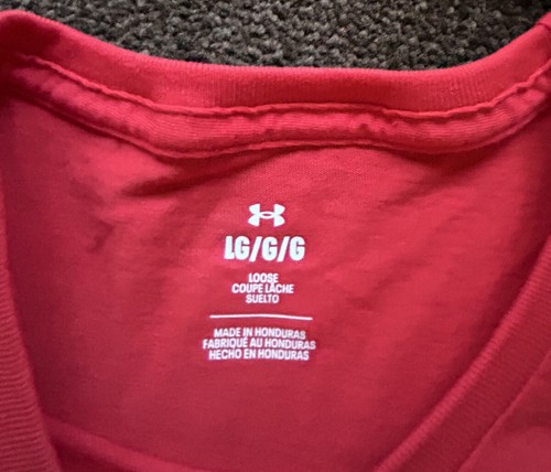 Camiseta Under Armour Calce Suelto Para Hombre Grande Rojo Algodón Cuello Redondo Mangas Cortas Nueva con Etiquetas - Imagen 4 de 9