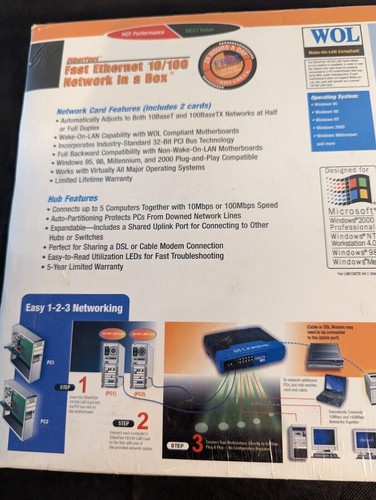 Linksys Ehternet 10/100 Red en una Caja - Nueva Caja Sellada - Imagen 4 de 5