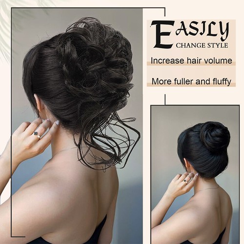 Natural Clip in Messy Bun Hair Piece Extensions Curly Claw Chignon Updo Wedding - Picture 3 of 50