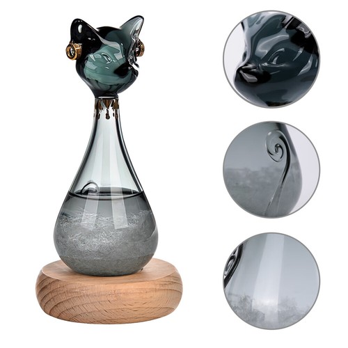 Storm Glass Weather Station Weather Predictor Forecaster Bottle with Wood Base - Picture 8 of 18