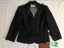 Tahari Arthur S Levine BLACK TEXTURED Blazer Button Pocket Jacket Size 8 H3