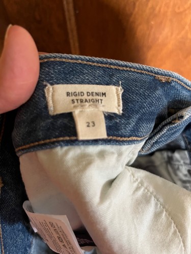 Neu mit Etikett Madewell Damen 23 starrer Denim gerader Minirock leicht gewaschen distressed - Bild 7 von 7