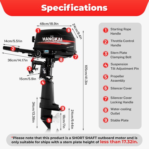 HANGKAI 2/4Stroke 6-12 HP Outboard Motor Air/Water Cooling Fishing Boat Engine - Picture 8 of 92