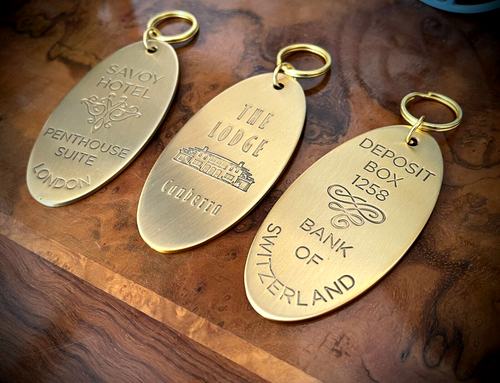 Vintage Style 'THE LODGE' Prime Minister Solid Brass Key Ring - Wishful Thinking - Picture 4 of 9