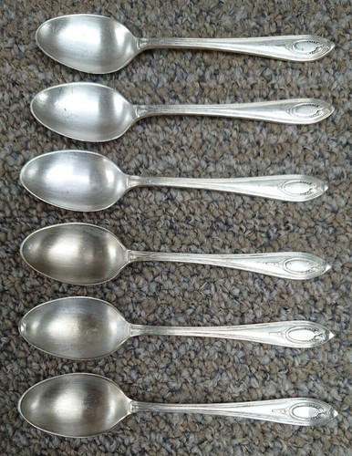 Set of Six (6) Vintage Art Deco EPNS Teaspoons - Picture 5 of 6
