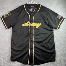 JWM Wholesale Inc US Army Baseball Jersey Hooah Flag Patch Black Yellow XL