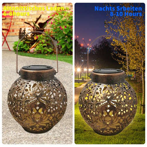Metal LED Solar Light, Hollow Lantern Hanging Lamp, Outdoor Garden Decorations - Picture 16 of 18