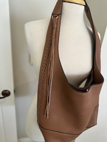 Bolso de Hombro Rebecca Minkoff Cuero Marrón Sin Forrar Hobo Whipspuntch Borla Tejido - Imagen 4 de 12