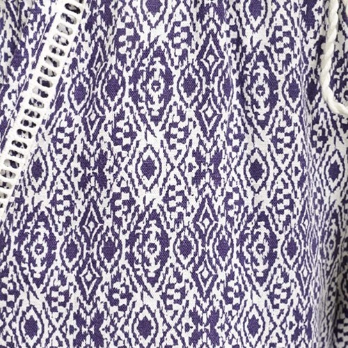 Briggs Linen Shorts Women M Blend Pull-On Coastal Blue White Ikat Beach NEW - Picture 2 of 2