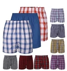 Multi-Pack 100% Cotton Mens Woven Boxer Shorts Underwear Button Fly S To 6XL