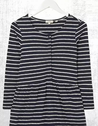 Ex Fat Face Women’s Long Sleeve Nina Stripe Jersey Dress in Navy Blue - Picture 2 of 10