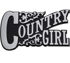 Emblem Badge Decal Sticker Country Girl Chrome Plated Abs Plastic 4 X 2.5