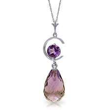 5.5 CTW 14K Solid White gold fine Flickering Light Amethyst Necklace 16-24"