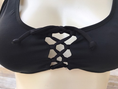 L*SPACE SCHWARZ ROMI PULL OVER SCHNÜRUNG VORNE TANK BIKINI OBERTEIL (S) LSROT17 NEU MIT ETIKETT $ 99 - Bild 5 von 11