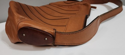 Vtg Quality Purse Bag Made Brasil Brazil Genuine Leather Handmade wood accents  - Bild 24 von 24