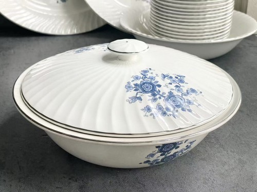 50-pcs Royal Blue Ironstone Serving Set Enoch Wedgwood Tunstall Ltd England MCM - Picture 13 of 24