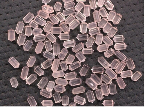 Double Pointed 5 Pieces Natural Rose Quartz Faceted Pencil Shape Beads 5x10 MM - Bild 1 von 5
