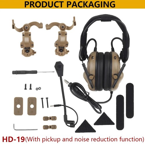 New 5 Tactical Headset Noise Cancelling Headphones Helmet Headset - Picture 11 of 30