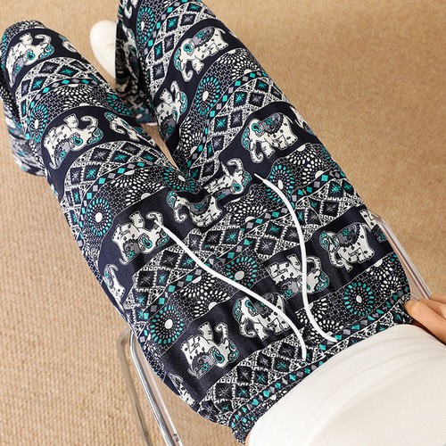 Wide Leg Pants Trousers Print Loose Bottoms High Waist Straight Pants Casual - Picture 9 of 26