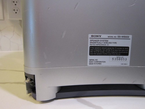 Sony Speaker System Home Surrund Sound - 3 SS-TS503 & 1 Sub Woofer SS-WS503 - Picture 3 of 3