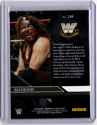 Mankind 2023 Panini Chronicles Limited Purple #240 WWE Legends #04/49 - Picture 2 of 2