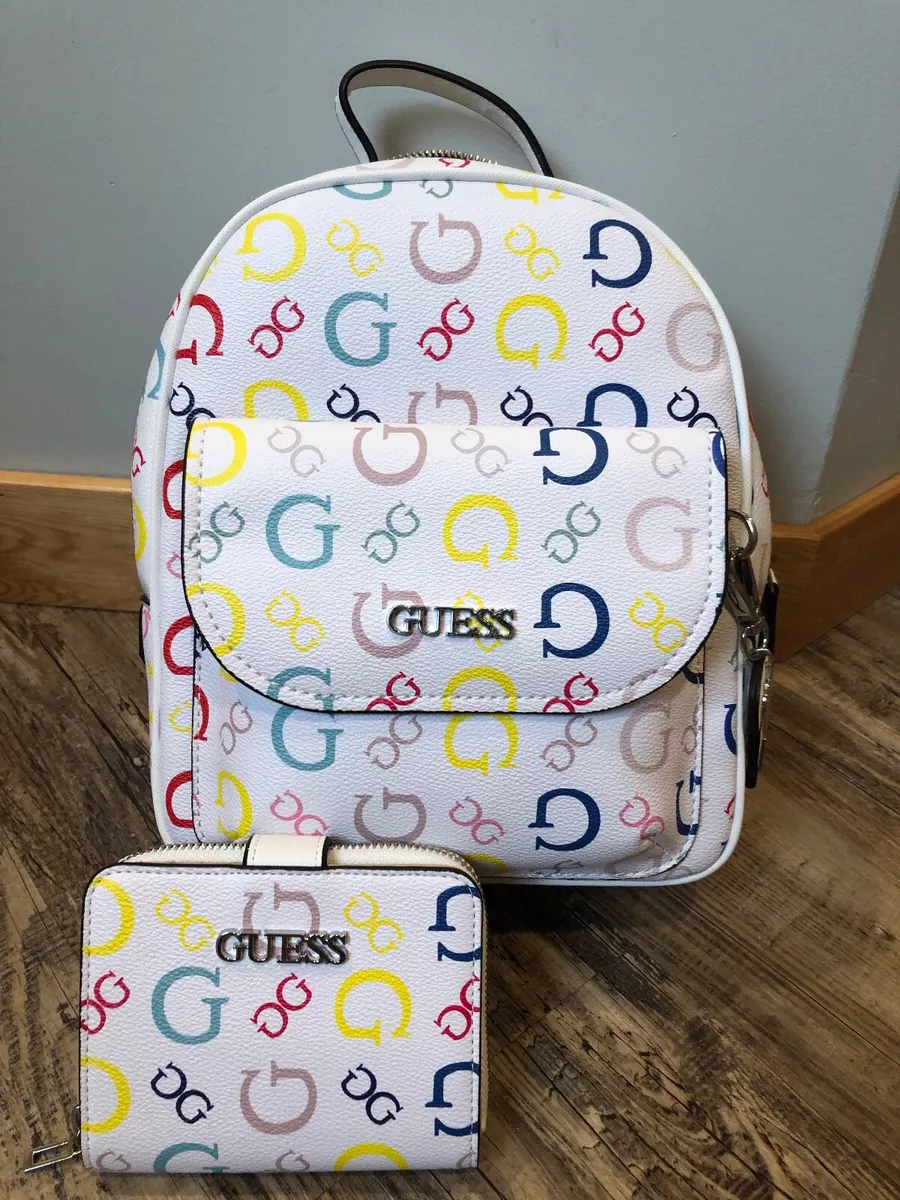 NWOT Guess Logo Multicolor Mini Backpack W Wallet eBay