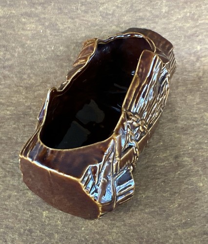 Vintage McCoy Pottery USA Ceramic Planter Brown Hollow Log Axe, Chain and Saw - Picture 19 of 21