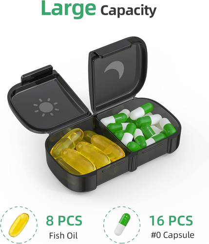 Extra Large Weekly Pill Organizer 2 Times a Day One-Side Open Pill Box 7 Day - Picture 3 of 12