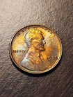1935 P Lincoln Wheat Cent BU Rainbow Toned Coin Free Shipping