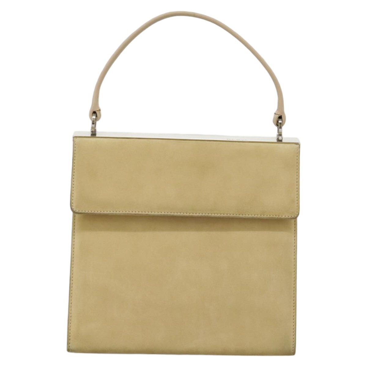 Salvatore Ferragamo Hand Bag Suede 2way Beige Silver Auth Salvatore Ferragamo Hand Bag Suede 2way Beige Silver Auth