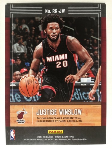 Justise Winslow, Heat, 2017 NBA Hoops, Rookie Remembrance, Jersey Card, + LOT - Picture 2 of 4