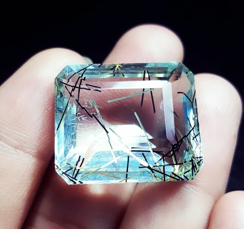 41,20 quilates Piedras Preciosas Sueltas Cuarzo Rutilado Forma Esmeralda Transparente AAA+ Calidad - Imagen 2 de 6