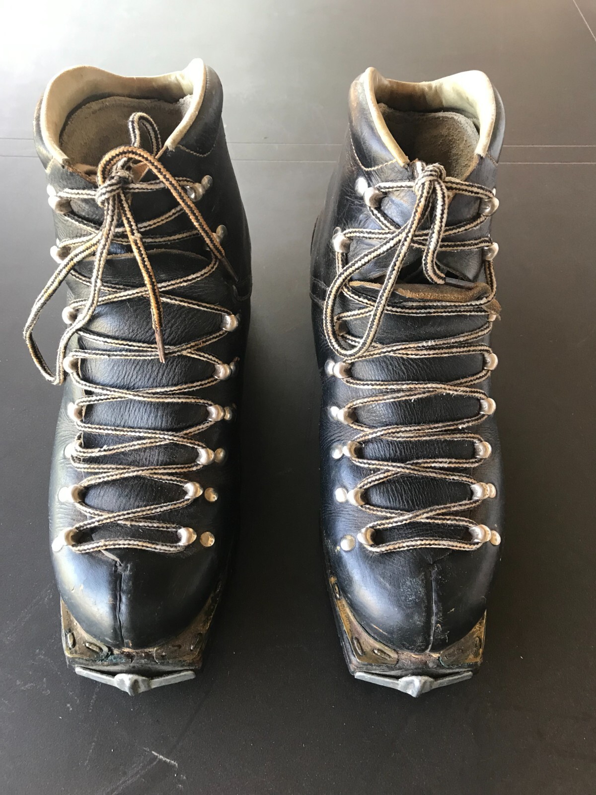 SALOMON Scarponi da sci vintage Kastinger in pelle doppia cravatta made in Austria