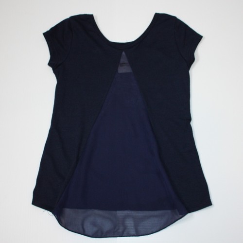 Jenna & Jessie USA Girl's Sparkle Butterfly Split Back Navy Blue Tee Top size 8 - Picture 3 of 3