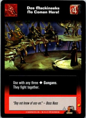 Dos Mackineeks No Comen Here! Star Wars Young Jedi CCG Card 