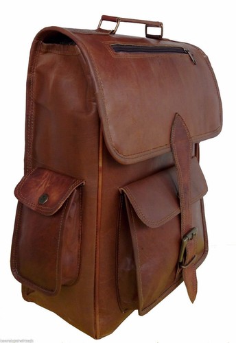 New Genuine Vintage Leather Brown Backpack Shoulder Bag Rucksack Sling Bag - Picture 2 of 4