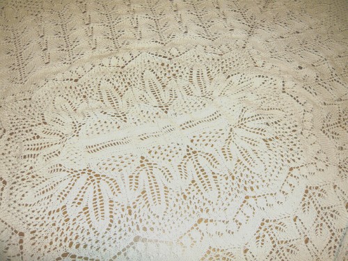 Tischdecke handgestrickt rechteckig Baumwolle  vintage Shabby chic 128 cm X 165  - Bild 4 von 5