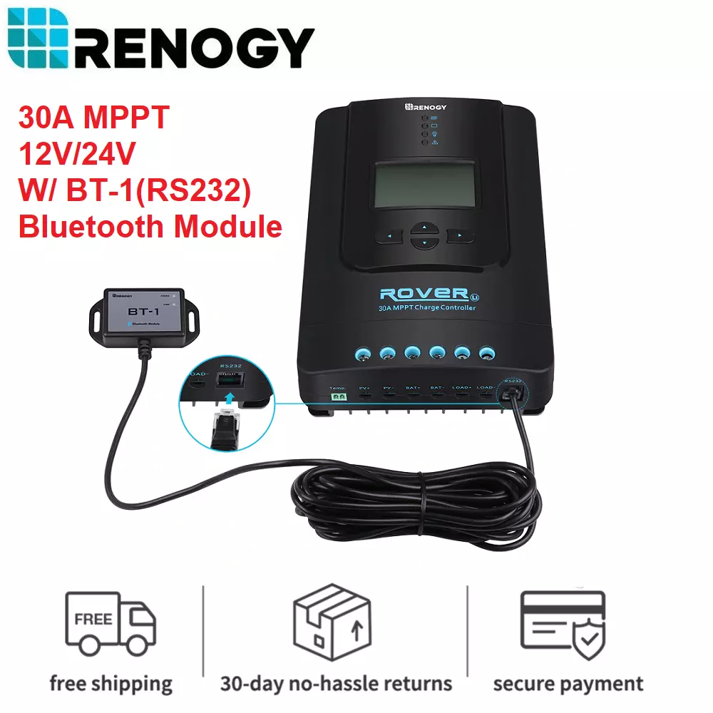 Renogy Rover Li 30A 12V/24V MPPT Solar Charge Controller W/ BT-1