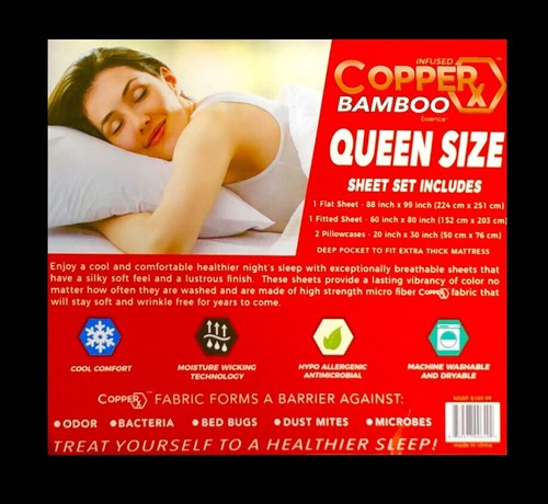 *Infused CopperX QUEEN-AS SEEN ON TV,2000 Thread ct,hypoAllergenic Antimicrobial - Picture 8 of 24