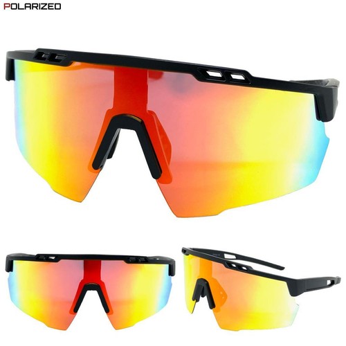 Herren übergroße sportliche Sonnenbrille zum Umhängen Radfahren Angeln goldene POLARISIERTE Gläser - Bild 1 von 6