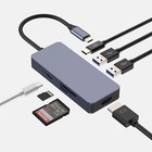 HOPDAY 7 IN 1 USB C Hub PD 100W SD/TF Reader USB A 3.0 sd tf cards hdmi grey