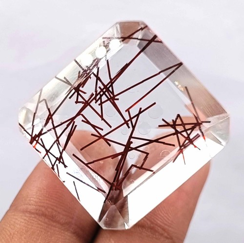 Top Quality Gems 120-130 Carat Lab-Created Rutilated Crystal Inside Red Hair JSL - Picture 2 of 8