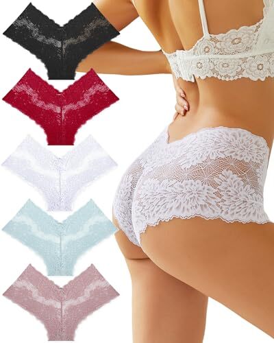 Women Underwear Sexy Lace Boy Shorts Medium A-black,white,red,gray Blue,khaki - Picture 2 of 7