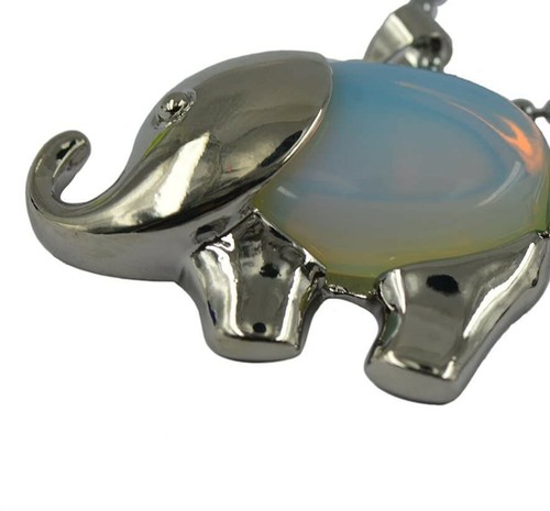 Collana ciondolo elefante pietra di luna naturale GARANZIA argento 925 NUOVA  - Foto 1 di 3