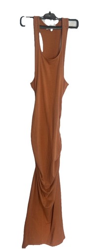 Michael Stars Ruched Racer Back Midi Dress Small Turmeric - Picture 2 of 6