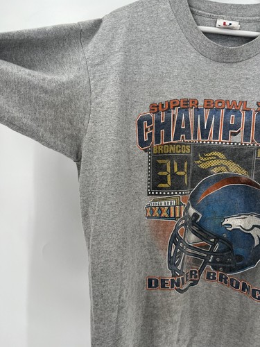 Vintage 1998 Super Bowl 33 Mens T Shirt XL Gray Denver Broncos Falcons Casual - Picture 12 of 20