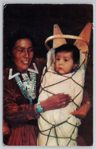 Indianer Navajo Mutter und Kind Postkarte - Bild 1 von 2
